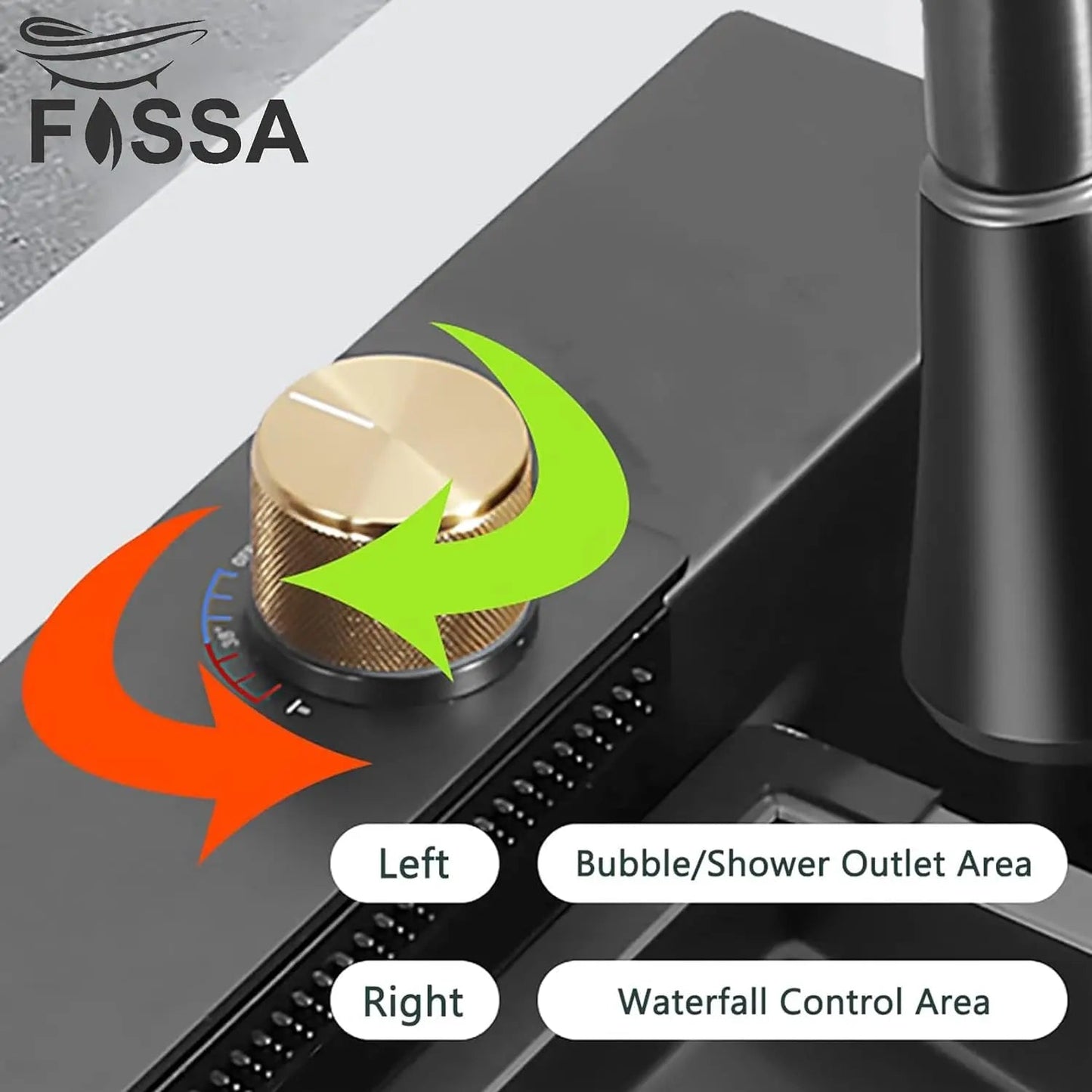 Fossa 32"x18"x10" inch  Single Bowl Premium Waterfall Kitchen Sink Honeycomb Embossed Sink with White Nano Coating, Stainless Steel, Rectangular Workstation, Faucet With All Accessories.